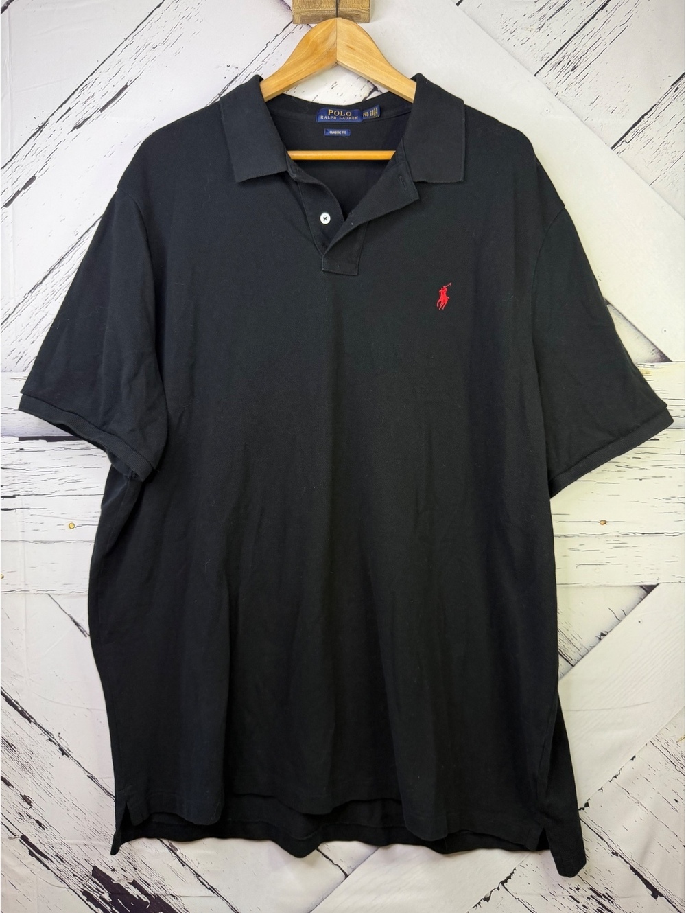 Polo Ralph Lauren Quiet Luxury Classic Black Mesh Polo Shirt w/ Red Pony Men 2XL
